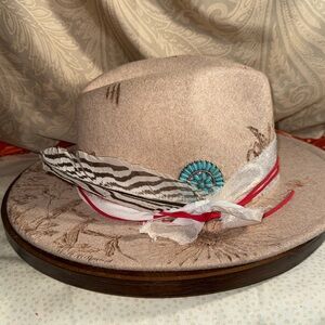 Hat- burned free hand design